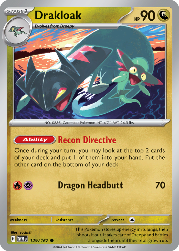 Drakloak 129/167 — English Pokémon Twilight Masquerade (2024)