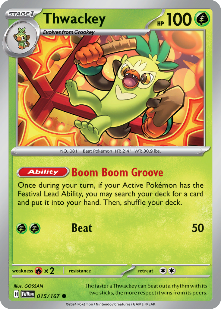 Thwackey 15/167 — English Pokémon Twilight Masquerade (2024)