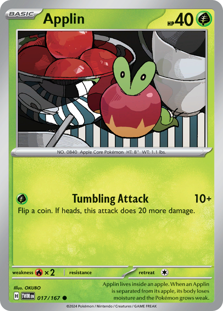 Applin 17/167 — English Pokémon Twilight Masquerade (2024)
