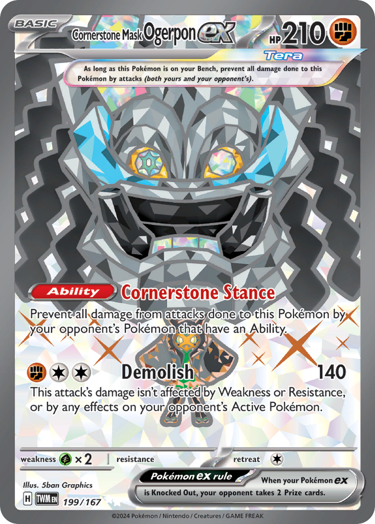 Cornerstone Mask Ogerpon ex 199/167 — English Pokémon Twilight Masquerade (2024)