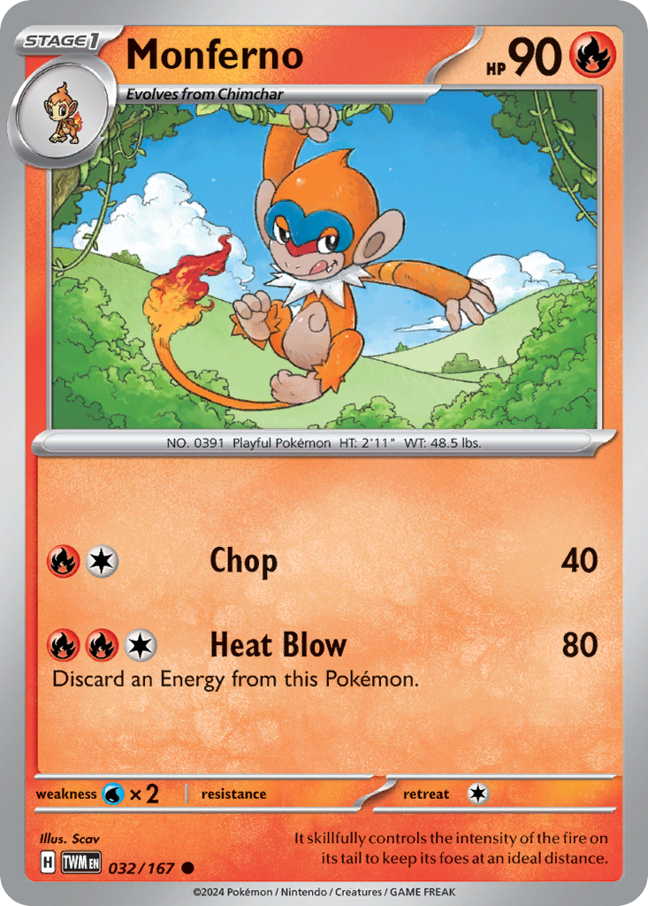 Monferno 32/167 — English Pokémon Twilight Masquerade (2024)