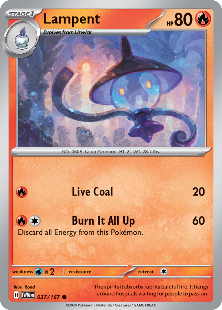 Lampent 37/167 — English Pokémon Twilight Masquerade (2024)