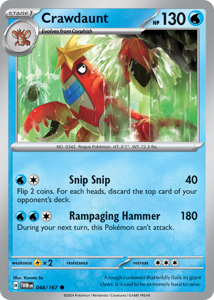 Crawdaunt 48/167 — English Pokémon Twilight Masquerade (2024)