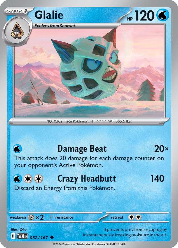 Glalie 52/167 — English Pokémon Twilight Masquerade (2024)