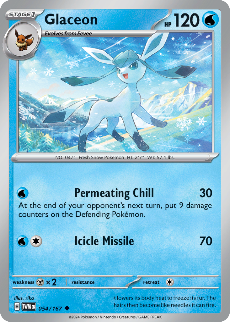 Glaceon 54/167 — English Pokémon Twilight Masquerade (2024)
