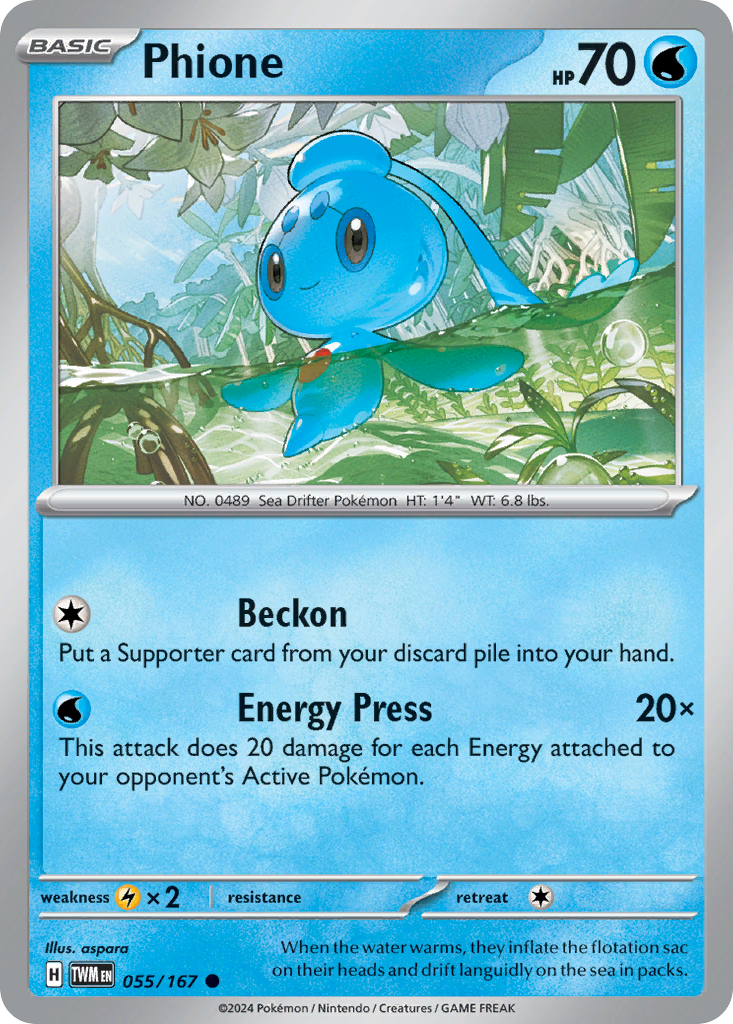Phione 55/167 — English Pokémon Twilight Masquerade (2024)