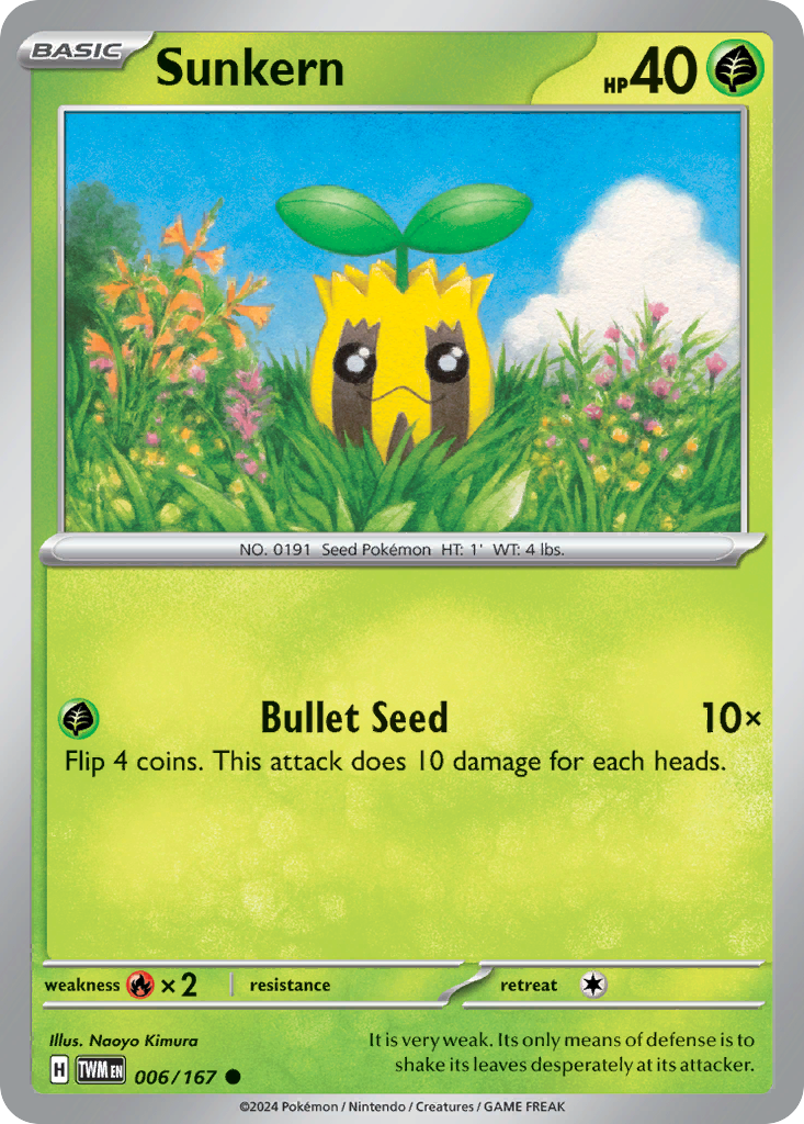 Sunkern 6/167 — English Pokémon Twilight Masquerade (2024)