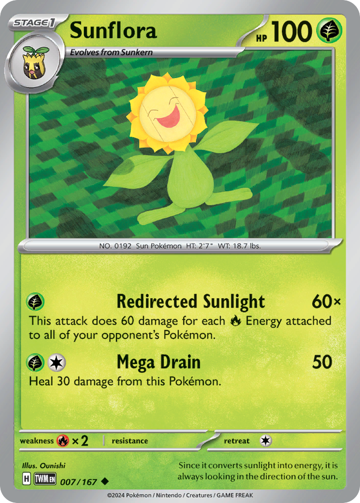 Sunflora 7/167 — English Pokémon Twilight Masquerade (2024)