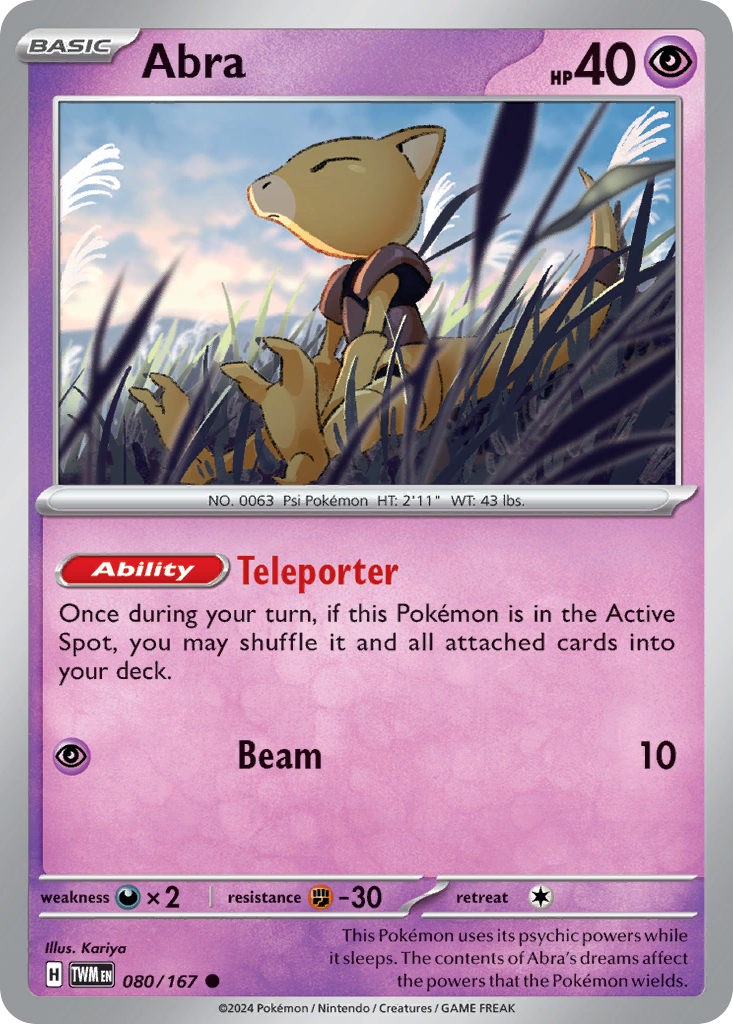 Abra 80/167 — English Pokémon Twilight Masquerade (2024)
