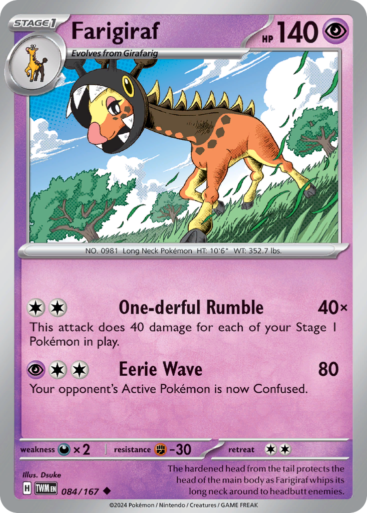 Farigiraf 84/167 — English Pokémon Twilight Masquerade (2024)