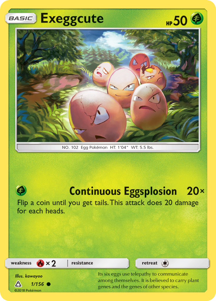 Exeggcute 1/156 English Pokémon card from Ultra Prism (2018)