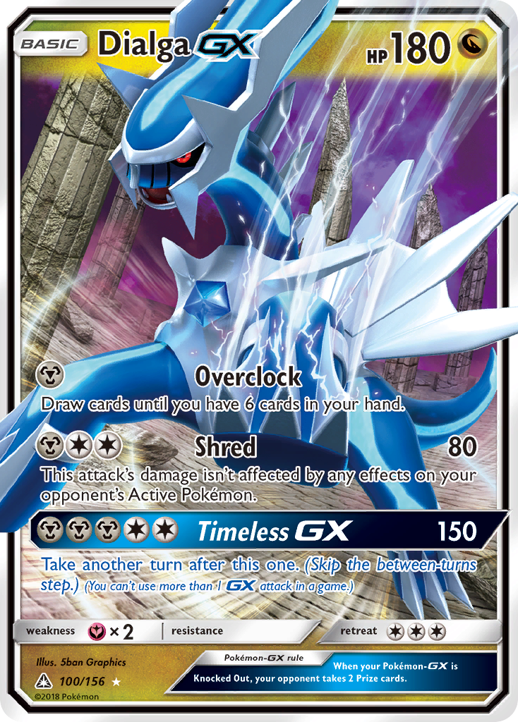 Dialga-GX 100/156 English Pokémon card from Ultra Prism (2018)