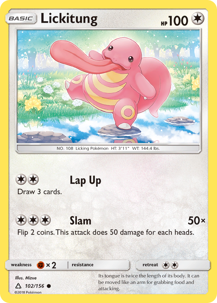 Lickitung 102/156 English Pokémon card from Ultra Prism (2018)
