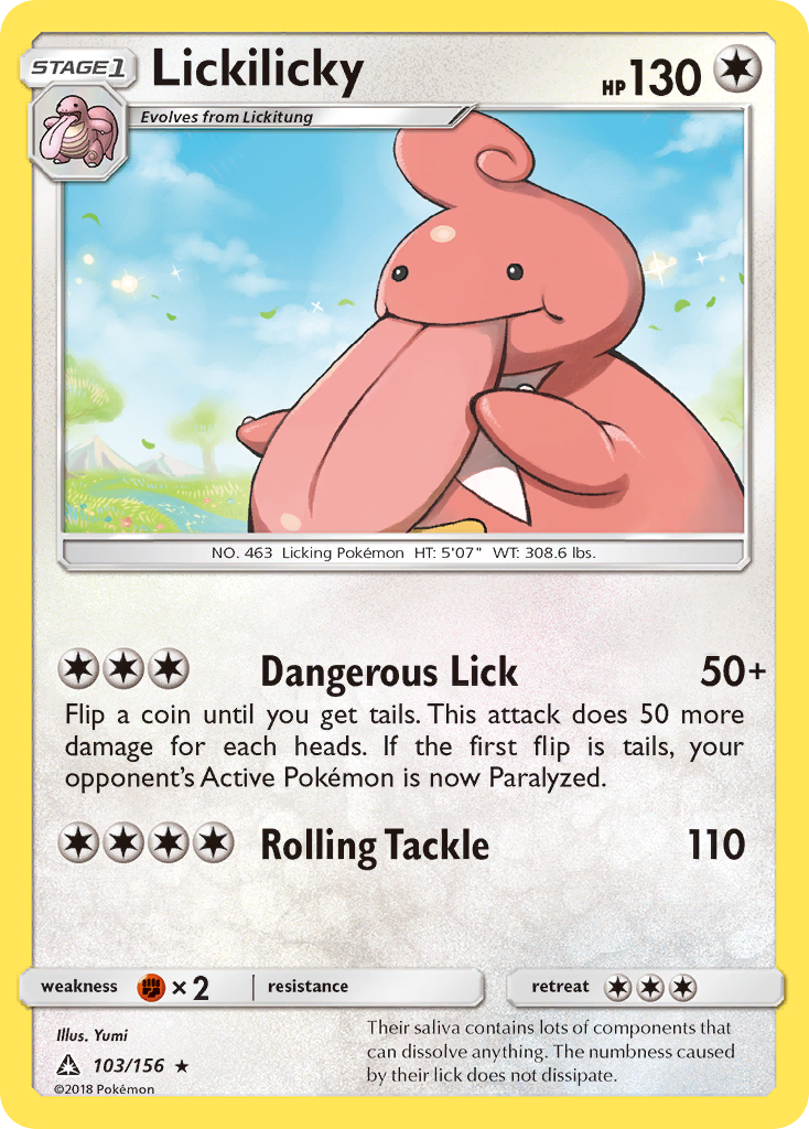 Lickilicky 103/156 English Pokémon card from Ultra Prism (2018)