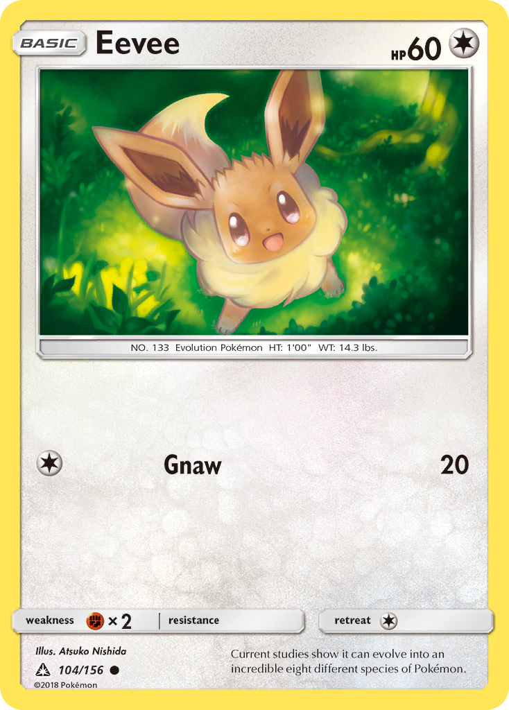 Eevee 104/156 English Pokémon card from Ultra Prism (2018)