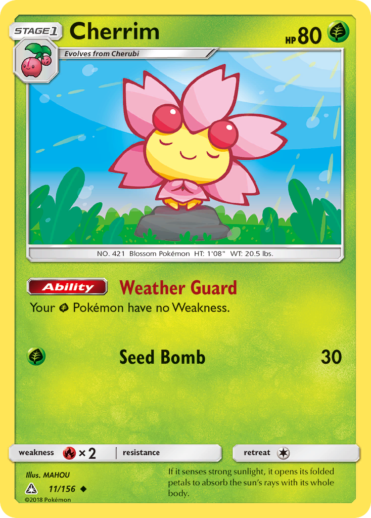 Cherrim 11/156 English Pokémon card from Ultra Prism (2018)
