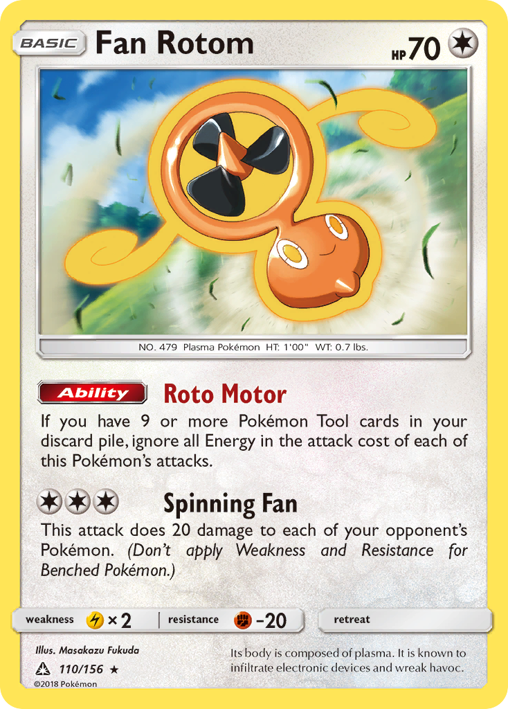 Fan Rotom 110/156 English Pokémon card from Ultra Prism (2018)