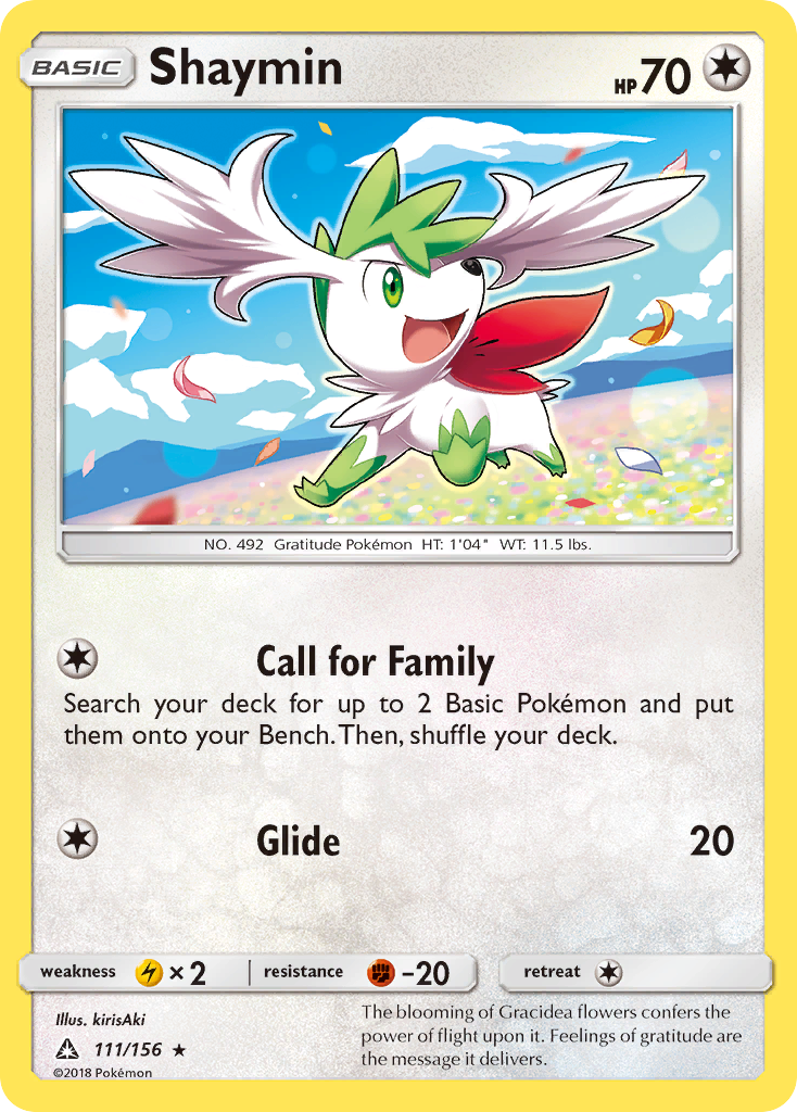 Shaymin 111/156 English Pokémon card from Ultra Prism (2018)