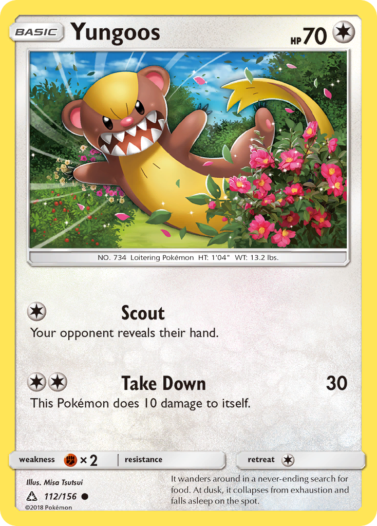 Yungoos 112/156 English Pokémon card from Ultra Prism (2018)