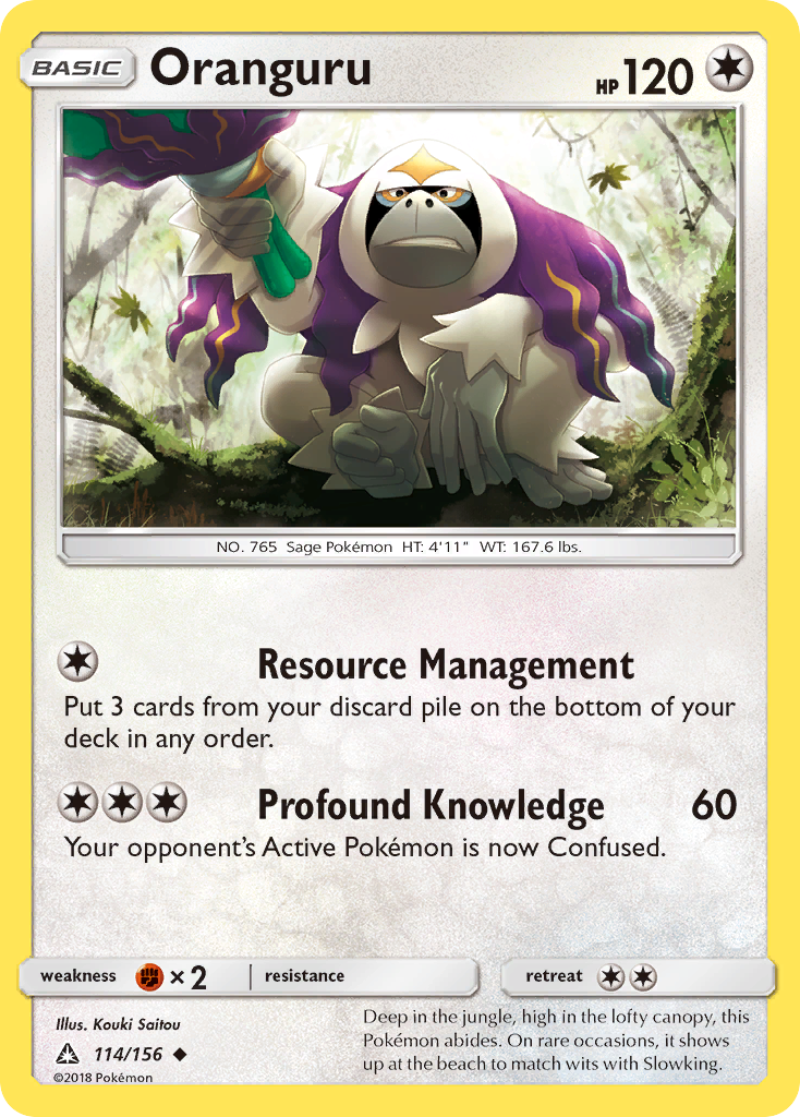 Oranguru 114/156 English Pokémon card from Ultra Prism (2018)