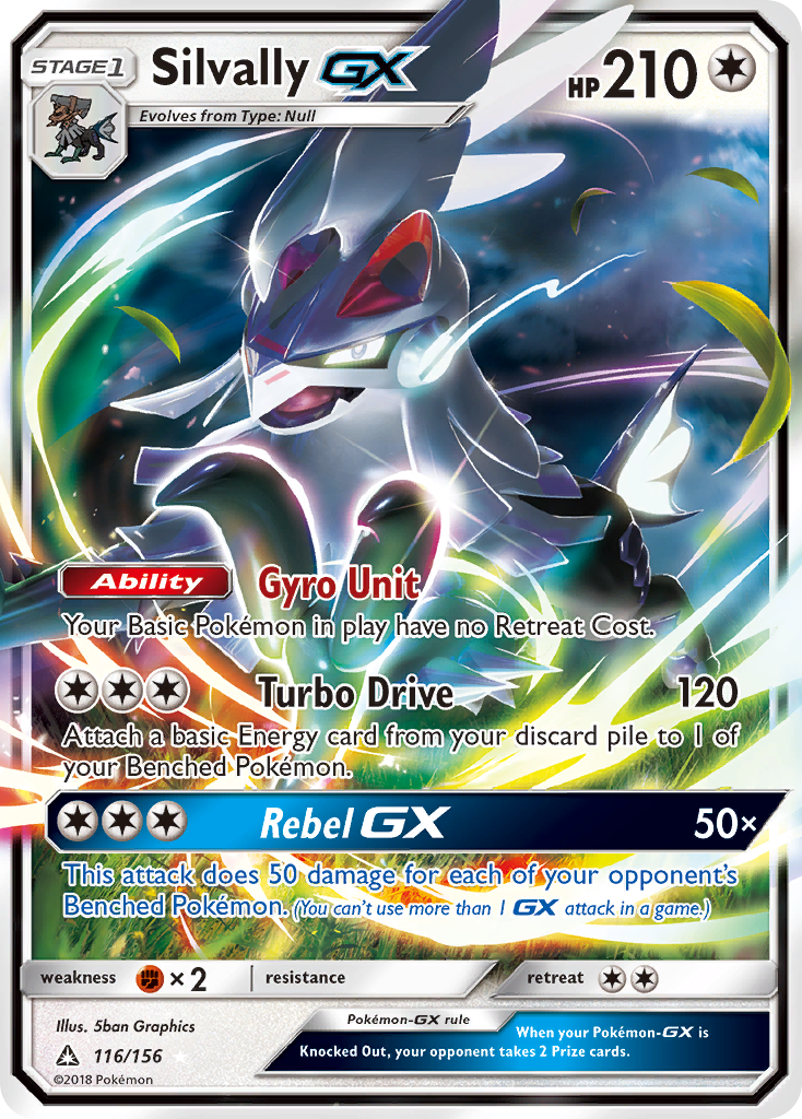 Silvally-GX 116/156 English Pokémon card from Ultra Prism (2018)