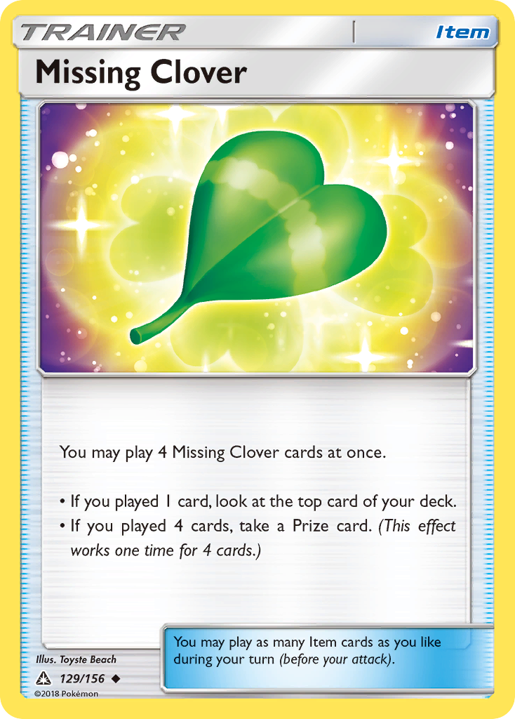 Missing Clover 129/156 English Pokémon card from Ultra Prism (2018)