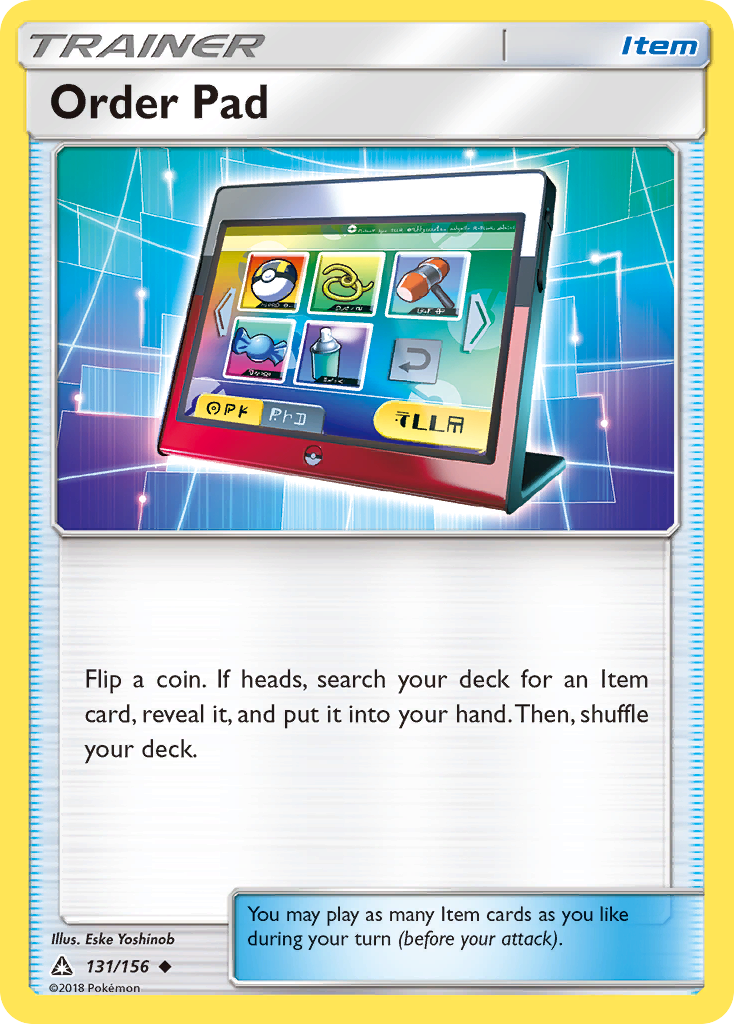 Order Pad 131/156 English Pokémon card from Ultra Prism (2018)