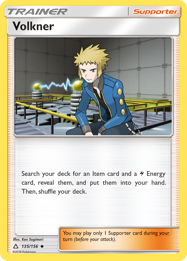 Volkner 135/156 English Pokémon card from Ultra Prism (2018)