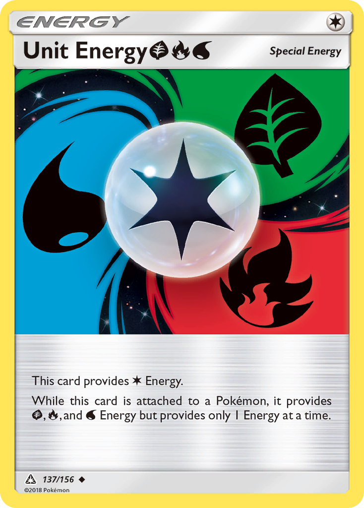 Unit Energy GrassFireWater 137/156 English Pokémon card from Ultra Prism (2018)