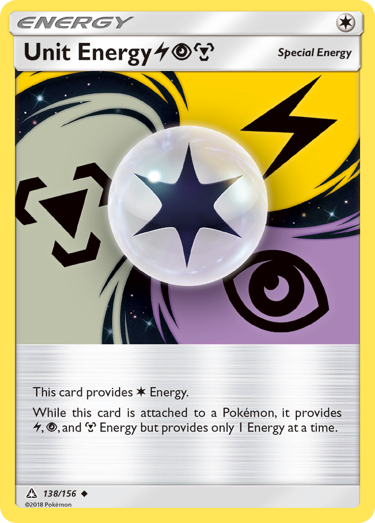 Unit Energy LightningPsychicMetal 138/156 English Pokémon card from Ultra Prism (2018)