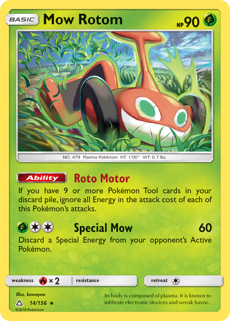 Mow Rotom 14/156 English Pokémon card from Ultra Prism (2018)