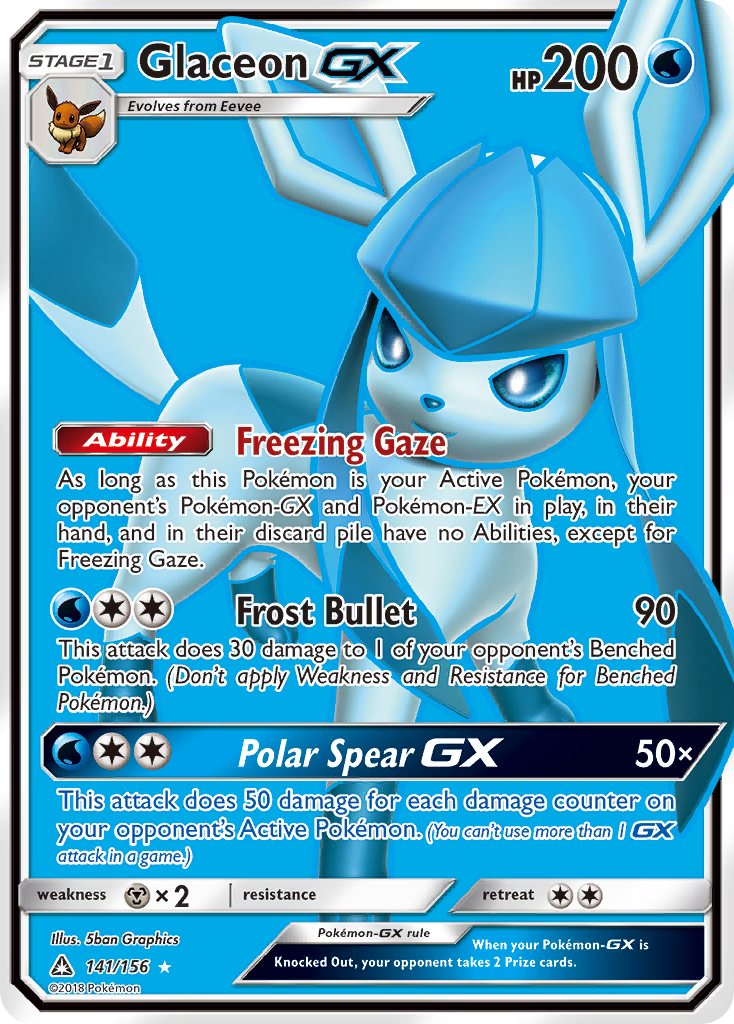 Glaceon-GX 141/156 English Pokémon card from Ultra Prism (2018)