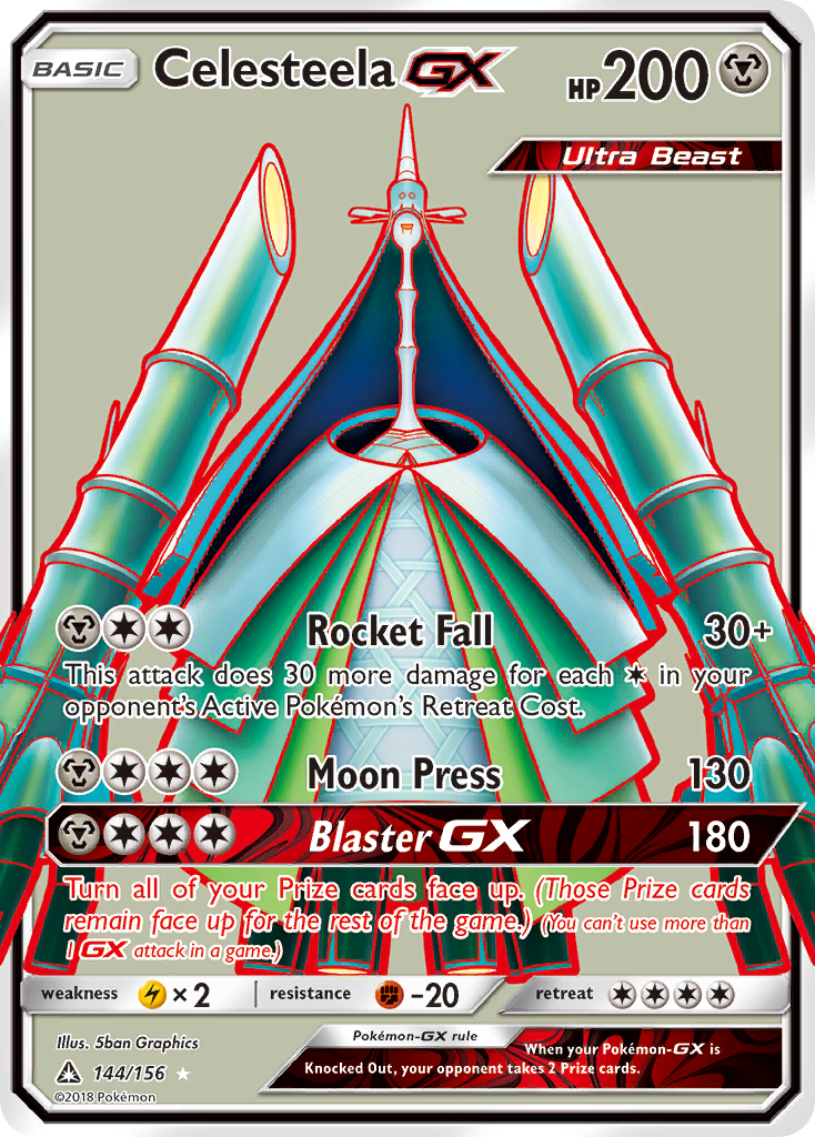 Celesteela-GX 144/156 English Pokémon card from Ultra Prism (2018)