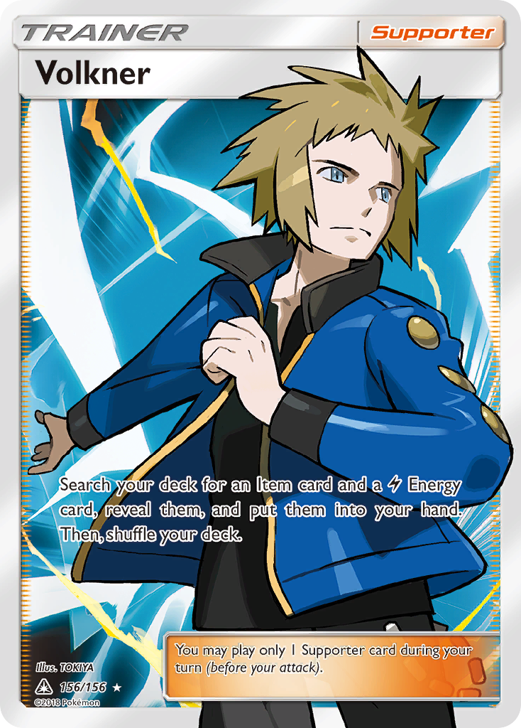 Volkner 156/156 English Pokémon card from Ultra Prism (2018)