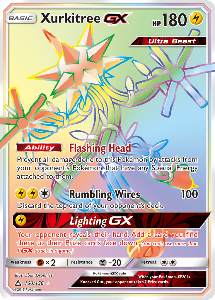 Xurkitree-GX 160/156 English Pokémon card from Ultra Prism (2018)