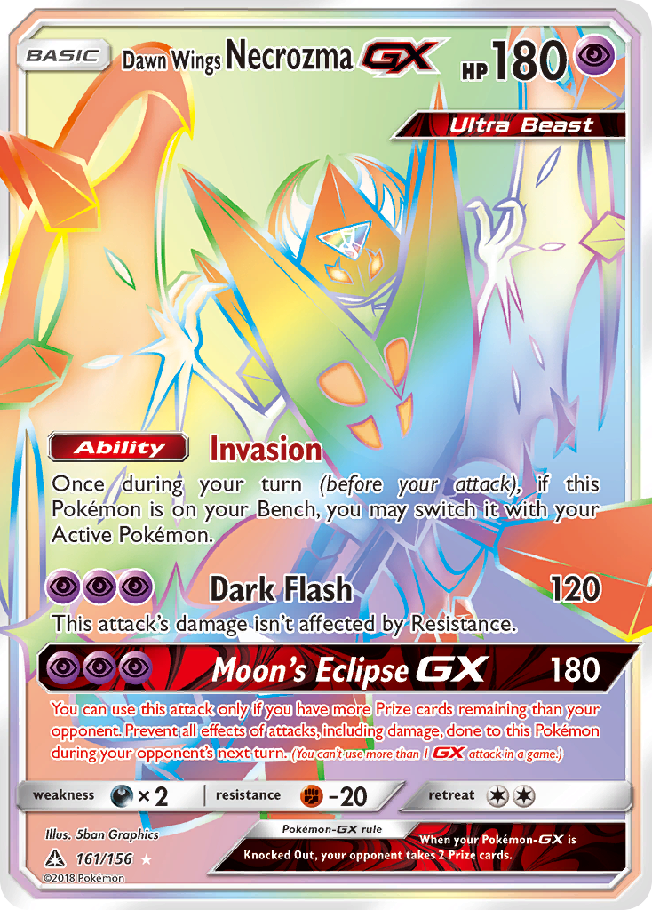 Dawn Wings Necrozma-GX 161/156 English Pokémon card from Ultra Prism (2018)