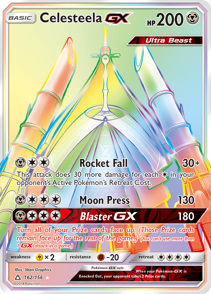 Celesteela-GX 162/156 English Pokémon card from Ultra Prism (2018)