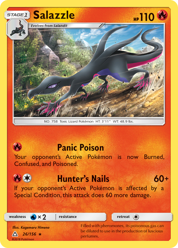 Salazzle 26/156 English Pokémon card from Ultra Prism (2018)