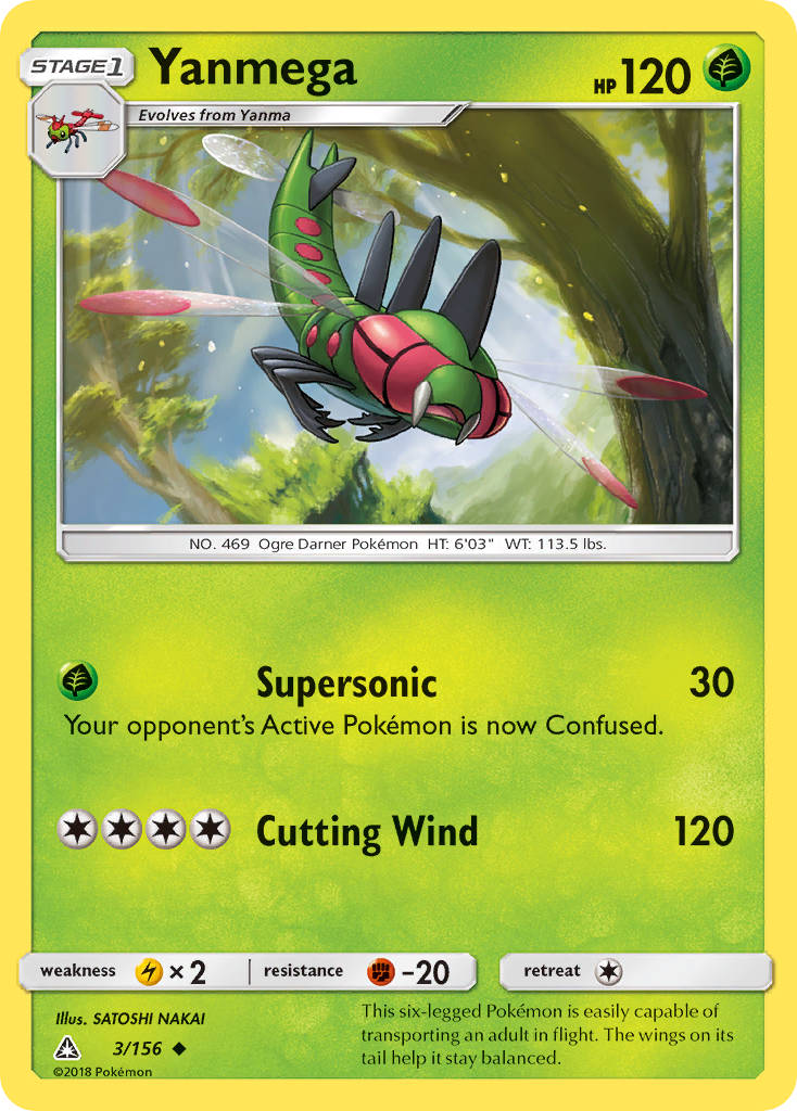 Yanmega 3/156 English Pokémon card from Ultra Prism (2018)