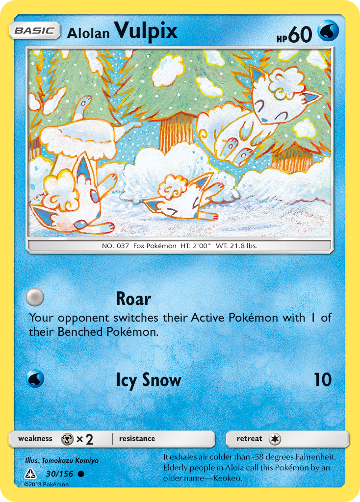 Alolan Vulpix 30/156 English Pokémon card from Ultra Prism (2018)