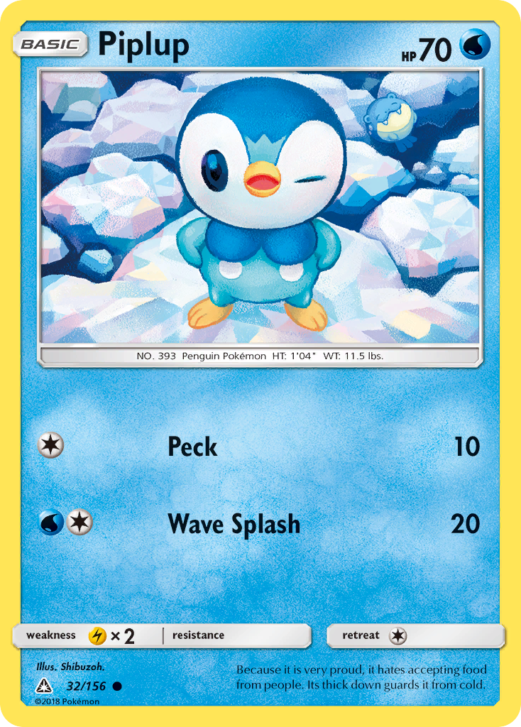 Piplup 32/156 English Pokémon card from Ultra Prism (2018)
