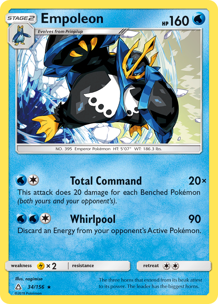Empoleon 34/156 English Pokémon card from Ultra Prism (2018)