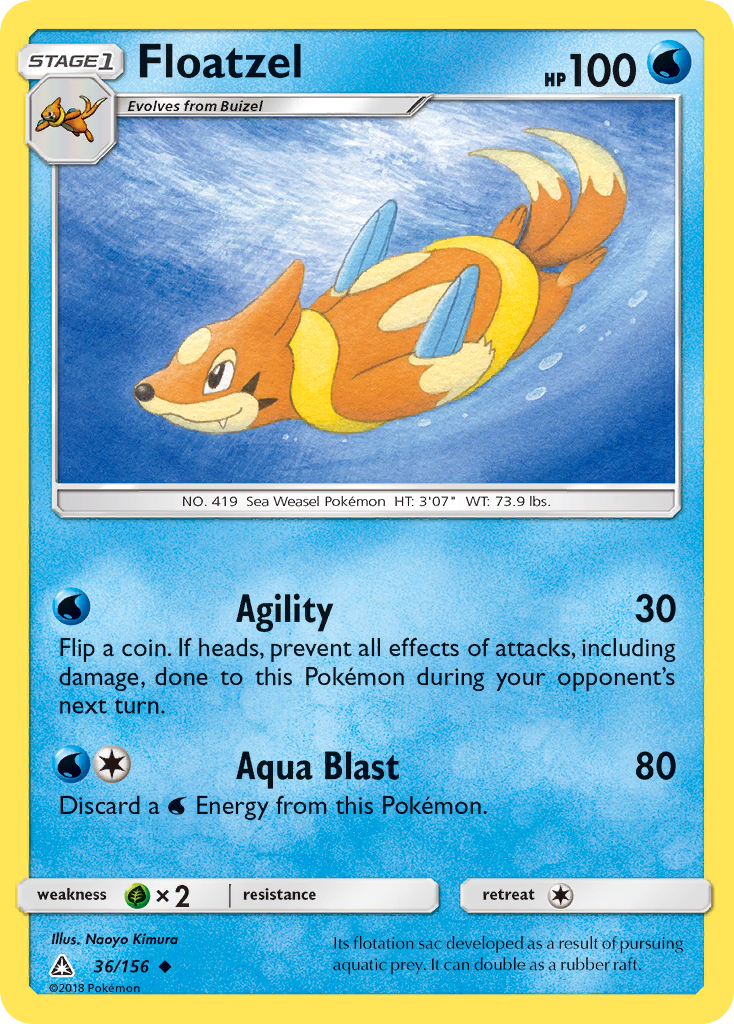 Floatzel 36/156 English Pokémon card from Ultra Prism (2018)