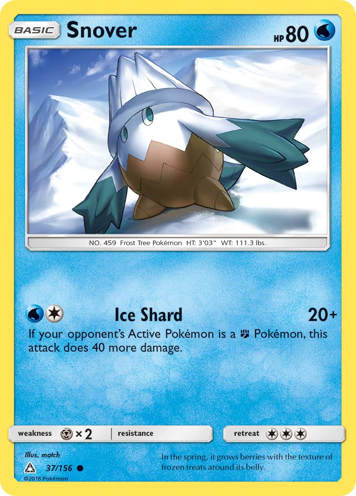 Snover 37/156 English Pokémon card from Ultra Prism (2018)