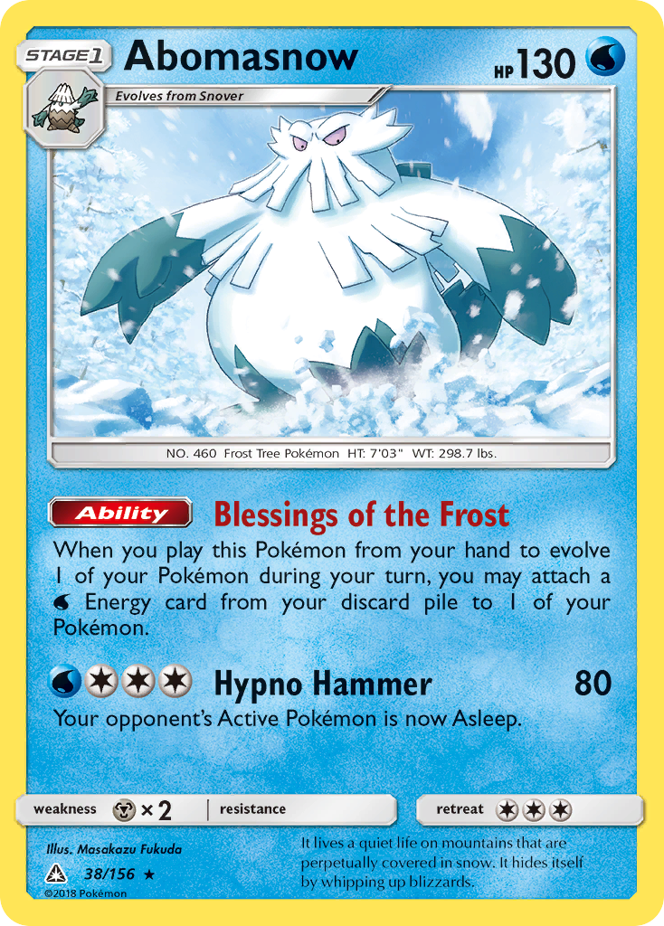 Abomasnow 38/156 English Pokémon card from Ultra Prism (2018)