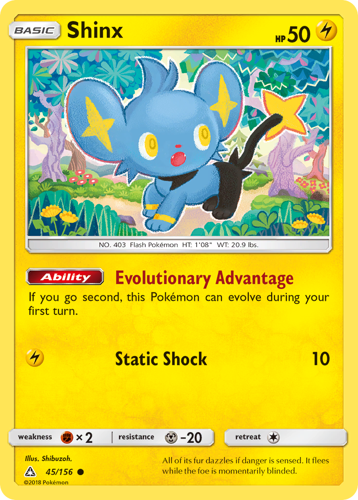 Shinx 45/156 English Pokémon card from Ultra Prism (2018)