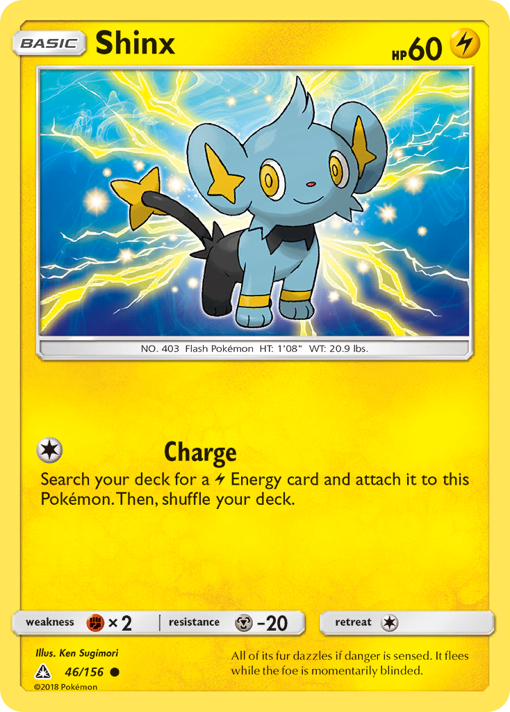 Shinx 46/156 English Pokémon card from Ultra Prism (2018)