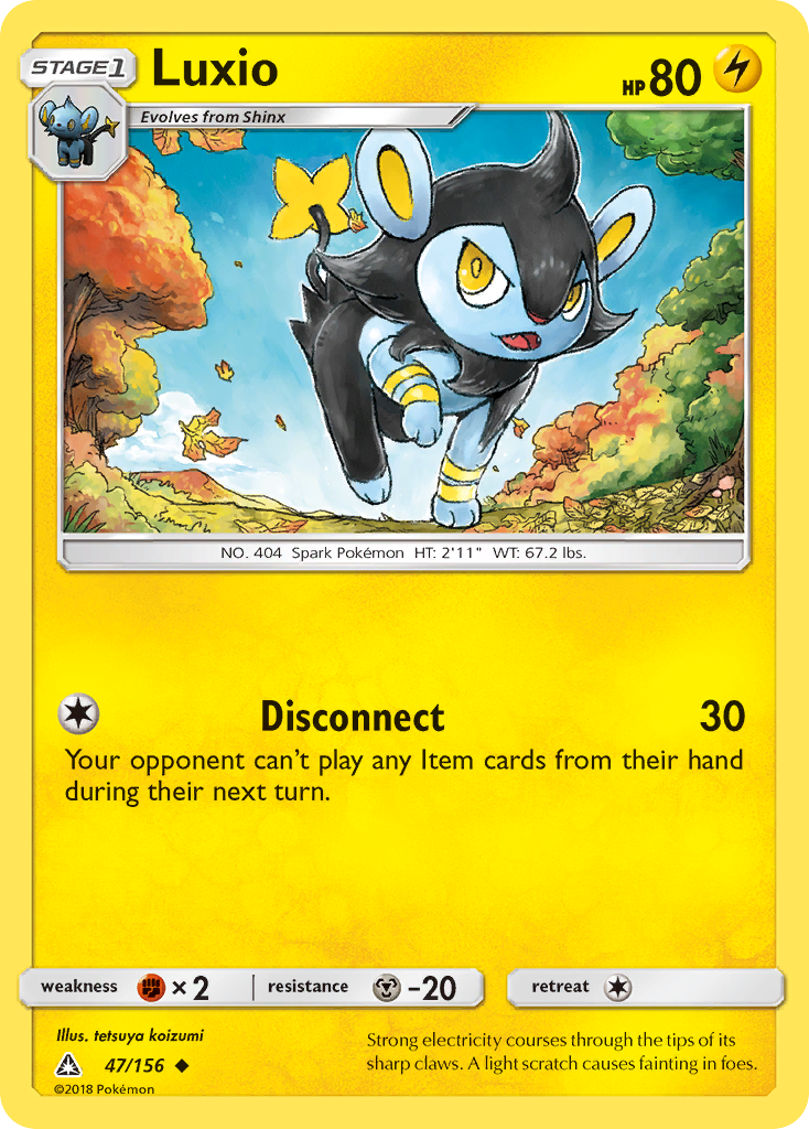 Luxio 47/156 English Pokémon card from Ultra Prism (2018)