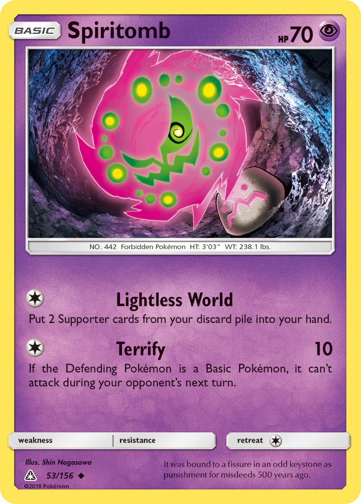 Spiritomb 53/156 English Pokémon card from Ultra Prism (2018)