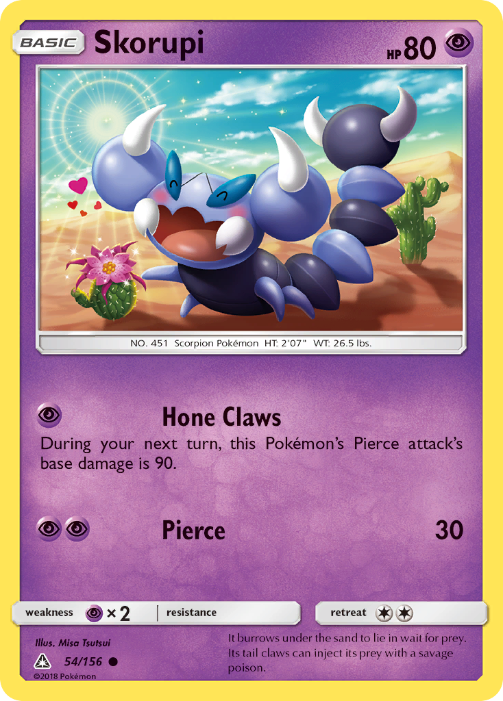 Skorupi 54/156 English Pokémon card from Ultra Prism (2018)